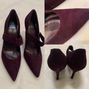 Stuart Weizmann Cabernet Suede Diploma pumps